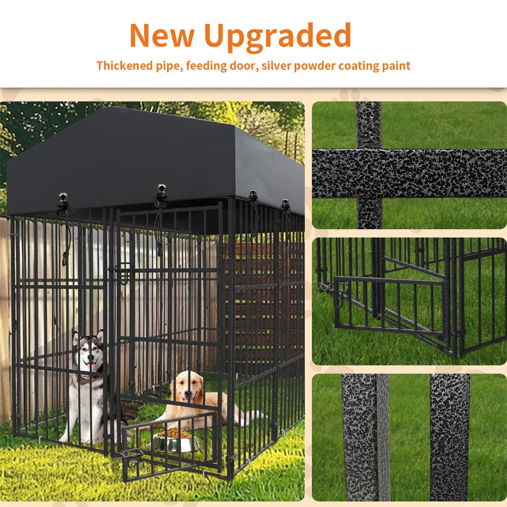 Heavy Duty Dog Kennel with Roof and Playpen