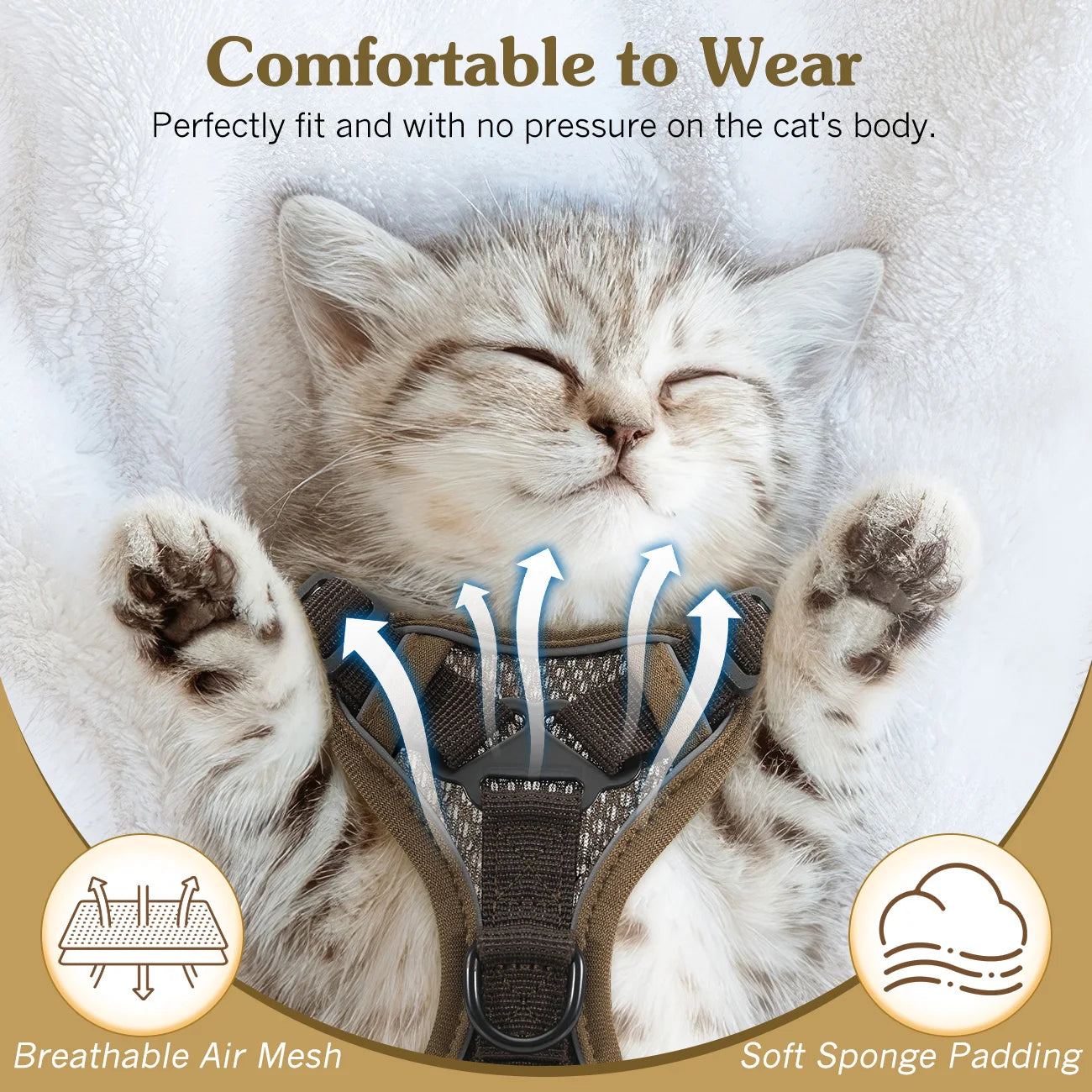 Breathable Reflective Cat Harness Set