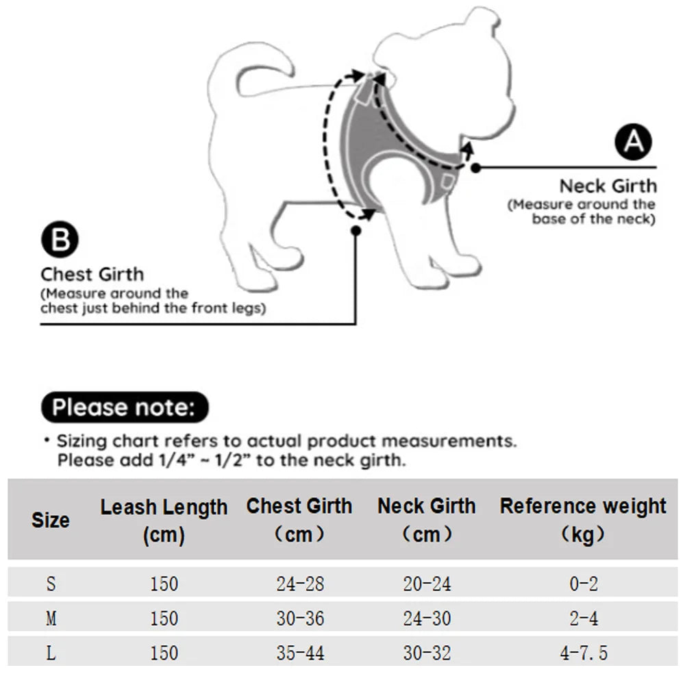 Adjustable Reflective Pet Harness Set