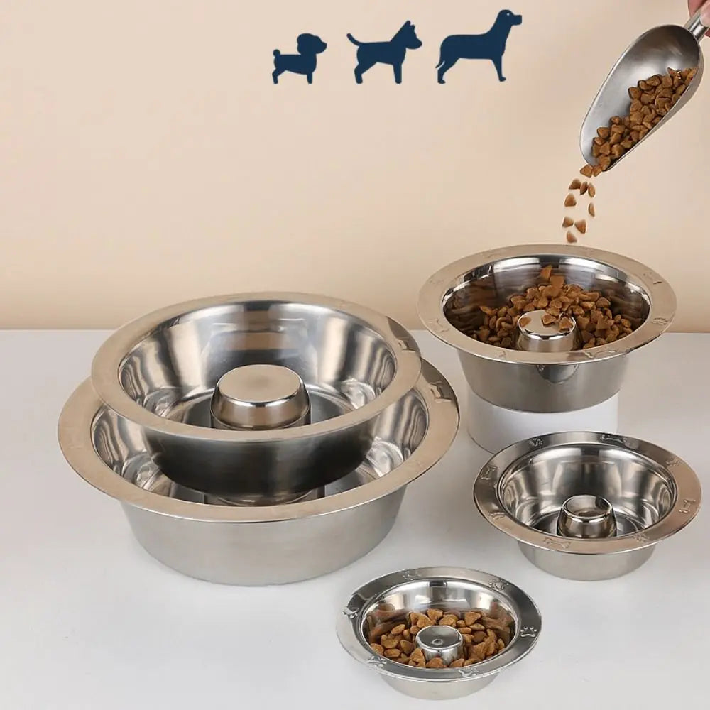 Stainless steel slow feeder bowl for pet food