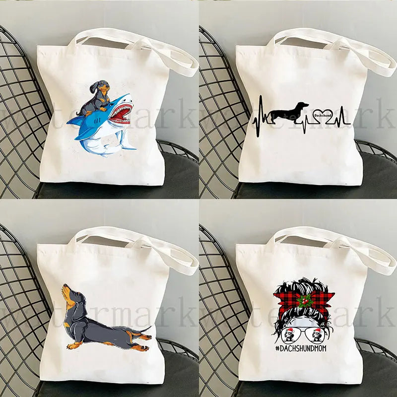 Dachshund Canvas Shopper Bag