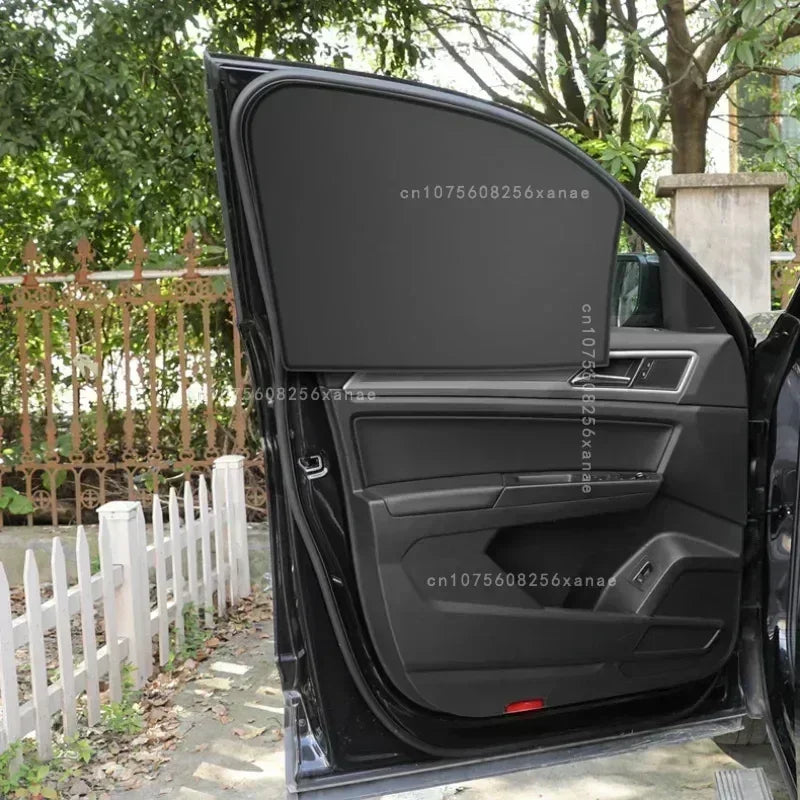A rear door with the sun shade fitted, door open