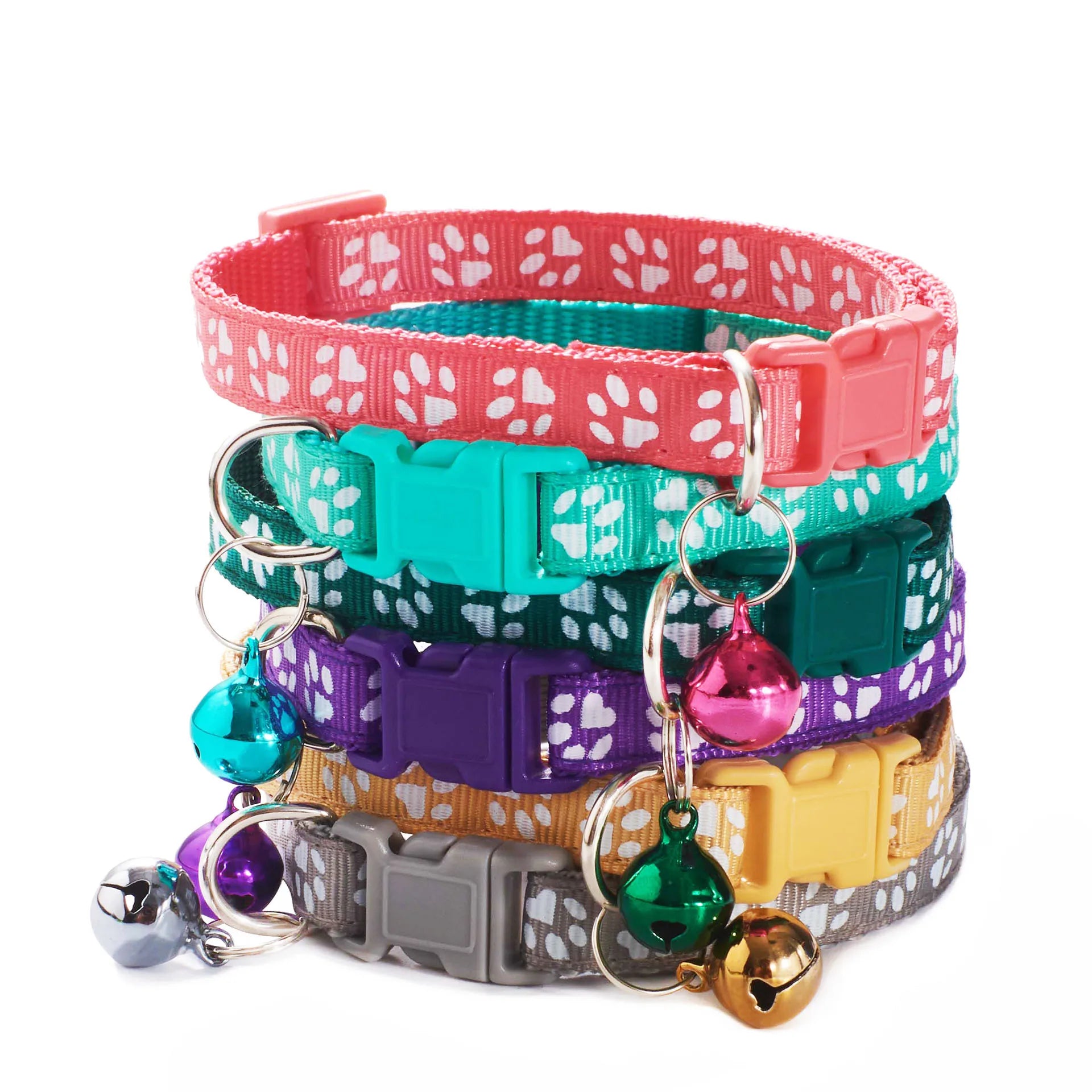 Colourful Cartoon Cat Collar with Bell
