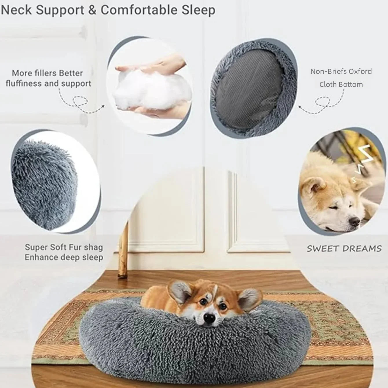 Extra-Large Plush Round Pet Bed