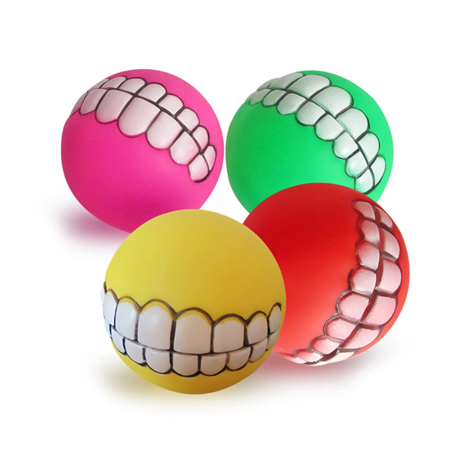 Rubber Squeaky Teeth Ball Chew Toys Pack