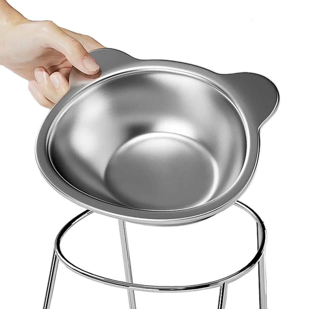 Raised Stainless Steel Cat Food Bowl