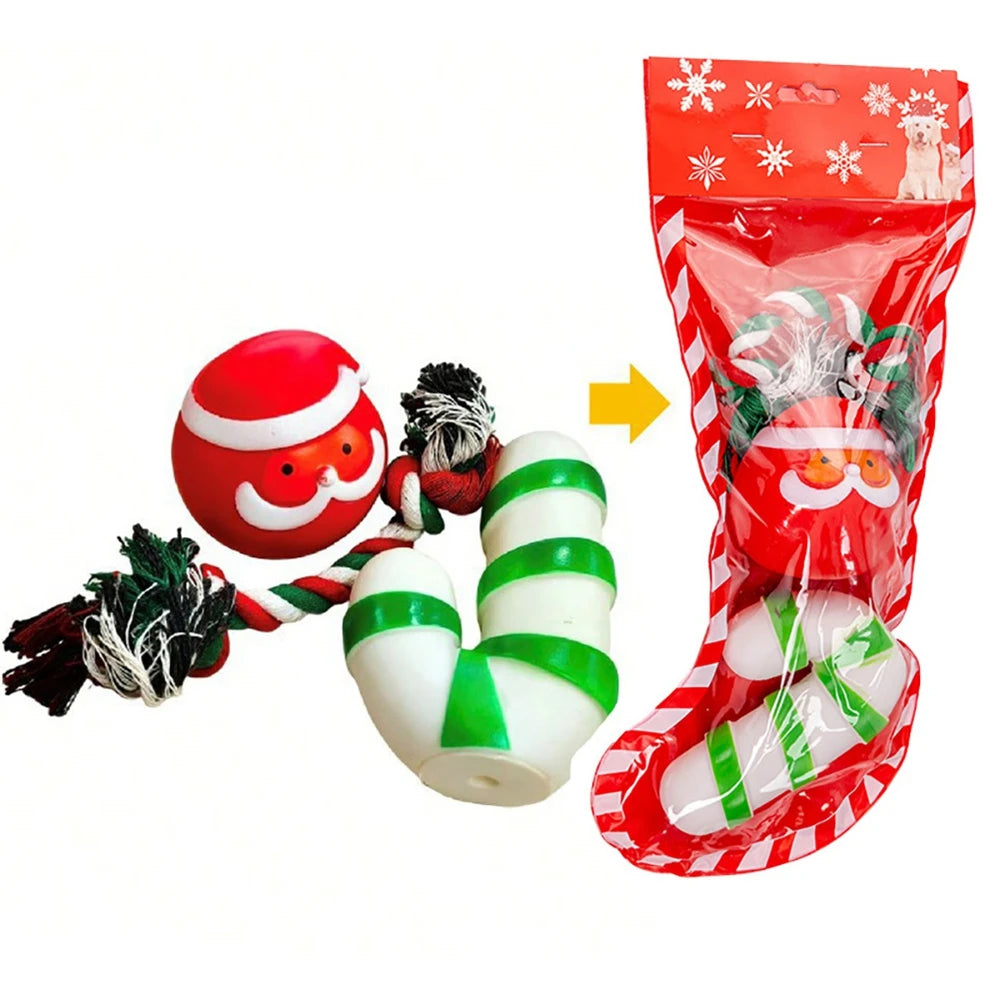 Christmas Stocking Dog Toys Set Gift