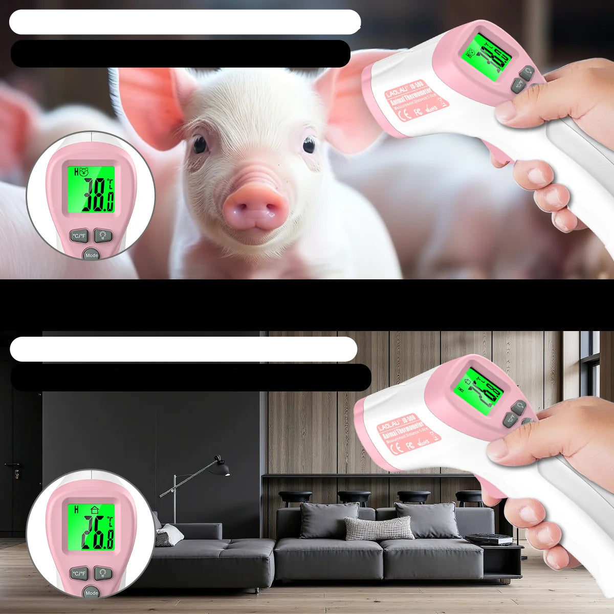 Infrared Pet Thermometer with Backlit LCD