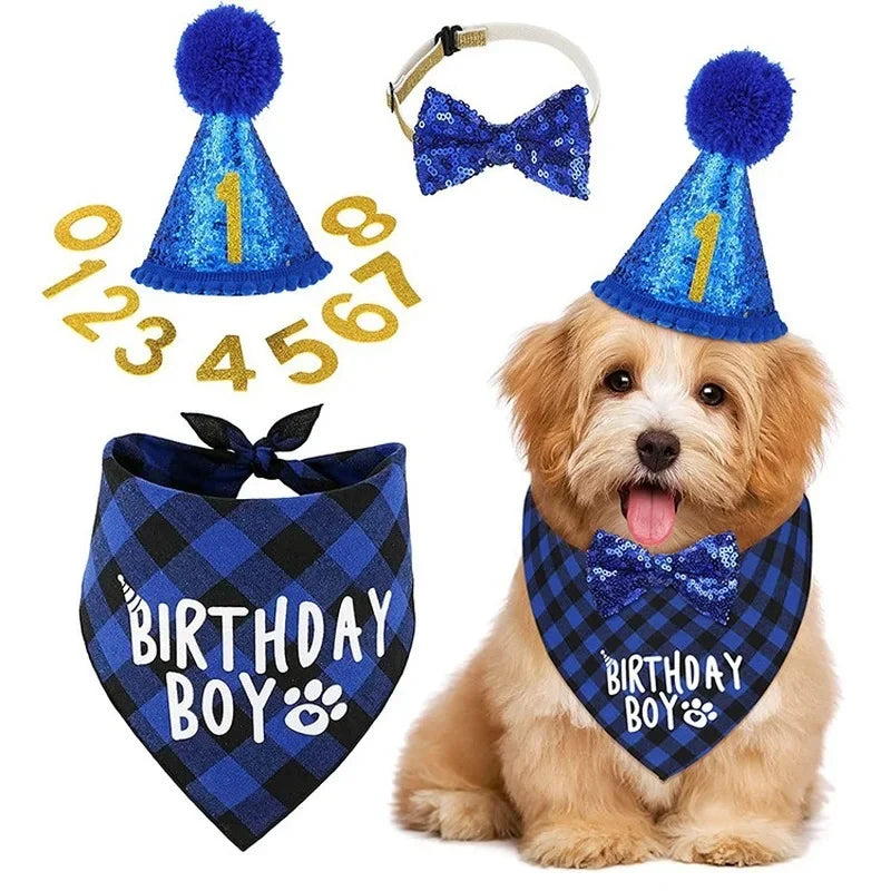 Dog Birthday - Hat and Bandana Set