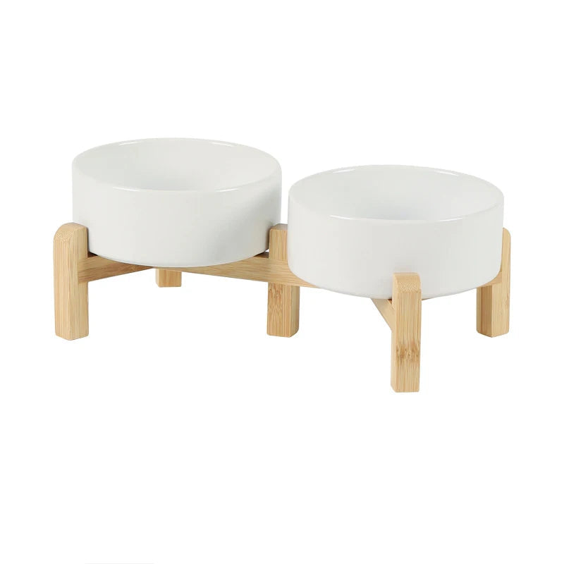 Double Ceramic Pet Bowl with Stand