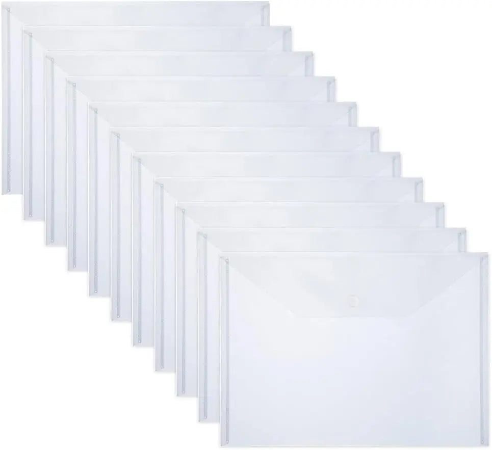 A4 Size Plastic Envelopes with Snap Closure