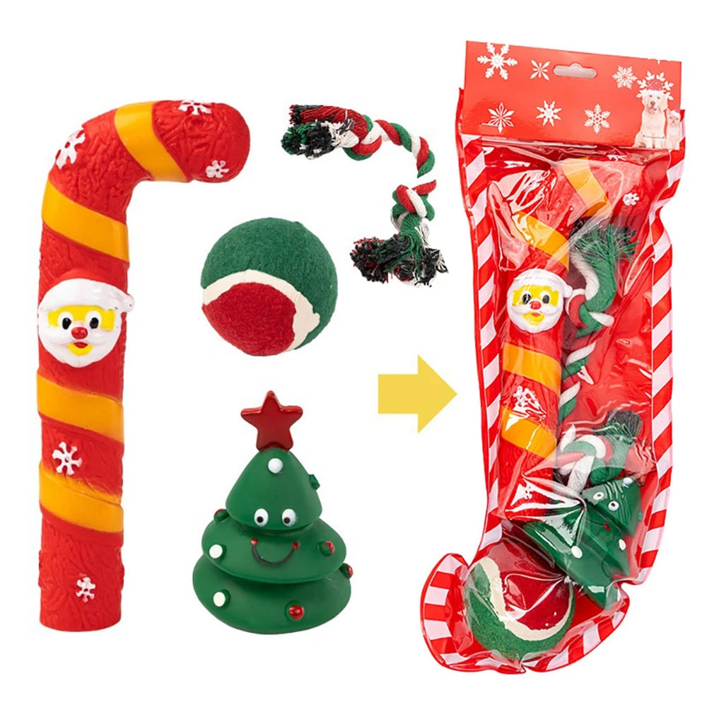 Christmas Stocking Dog Toys Set Gift