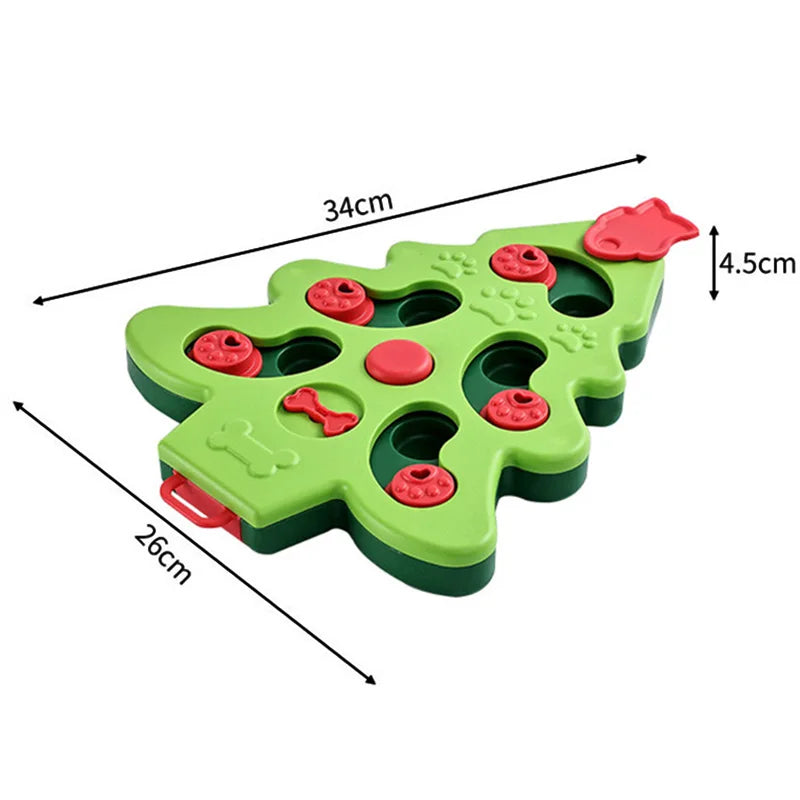 Christmas Tree Dog Puzzle Bowl - Fun Slow Feeder Toy