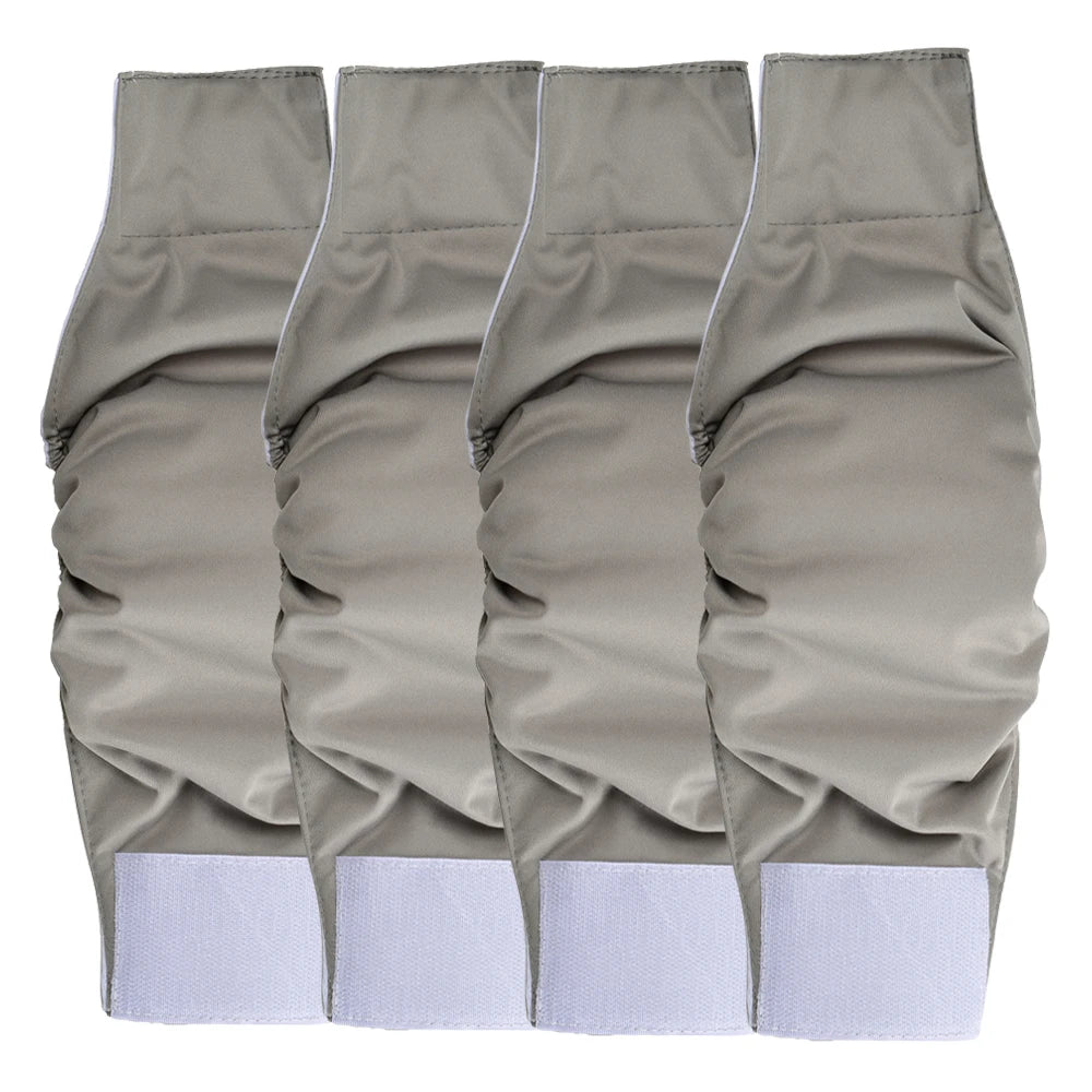 Grey 4-pack washable male dog belly bands, leak-proof reusable
