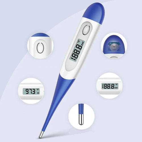 digital thermometer with box on a white background
