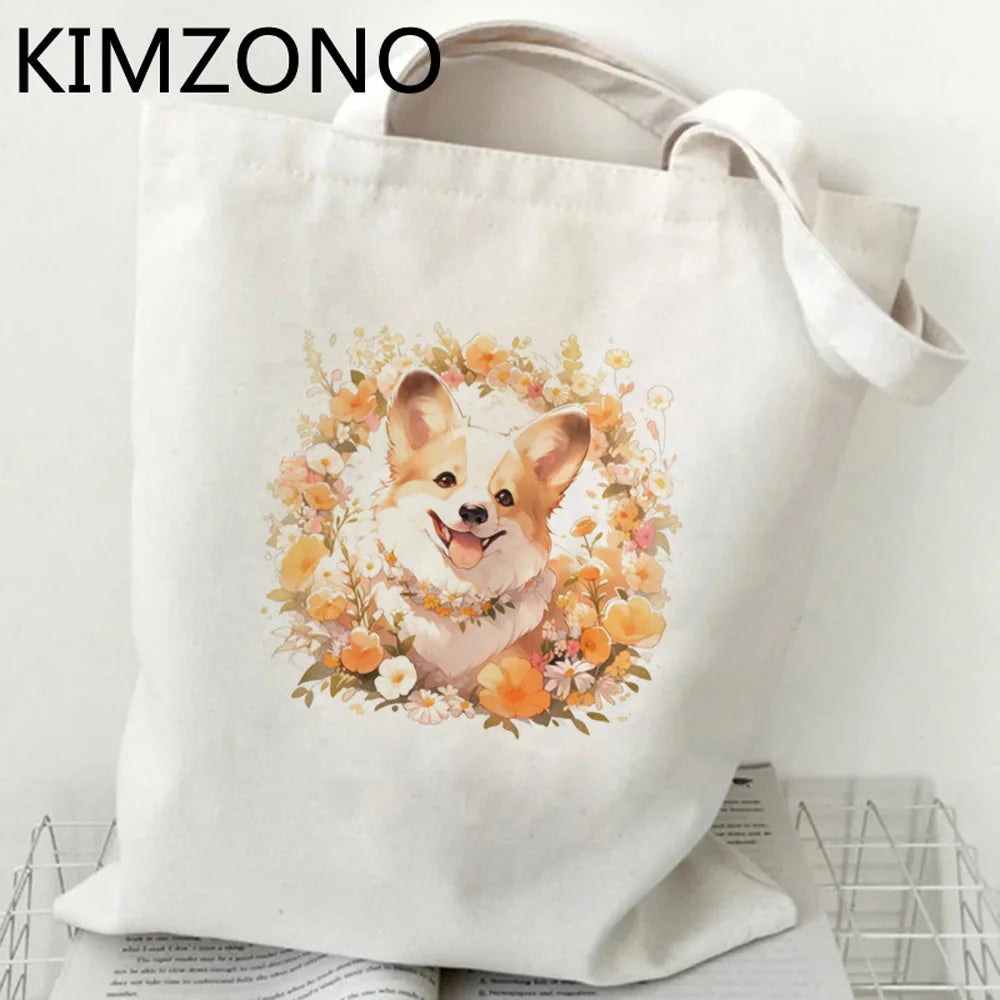 Corgi Cotton Tote Bag
