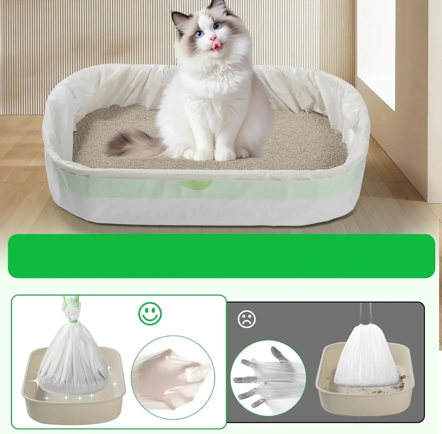 Heavy-Duty Cat Litter Poop Bag with Drawstring
