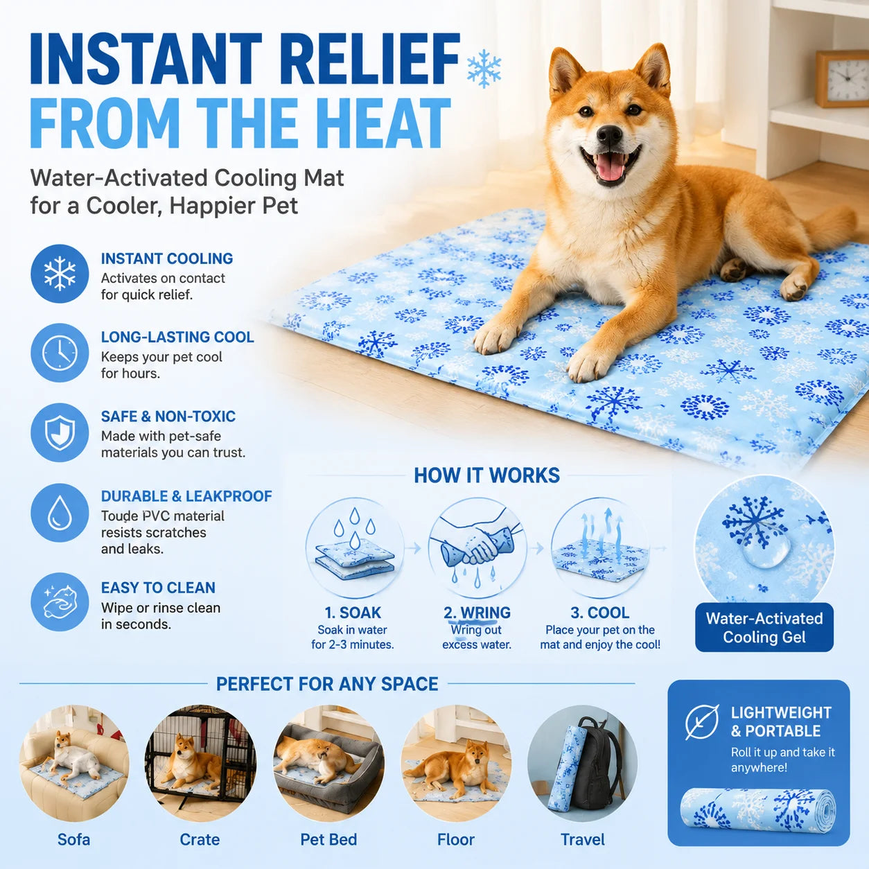 Water Activated Dog & Cat Cooling Mat