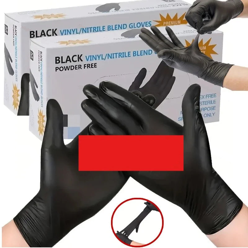 Disposable Black Nitrile Gloves 100 Pack