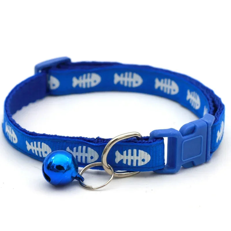 Cartoon Fish Bone Pet Collar with Bell