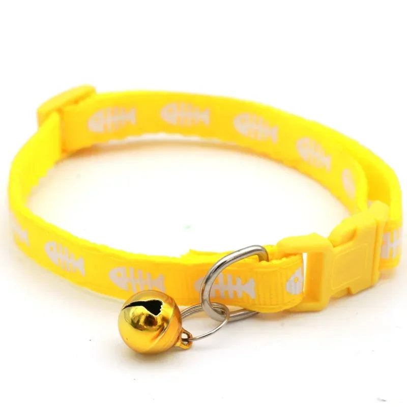 Cartoon Fish Bone Pet Collar with Bell