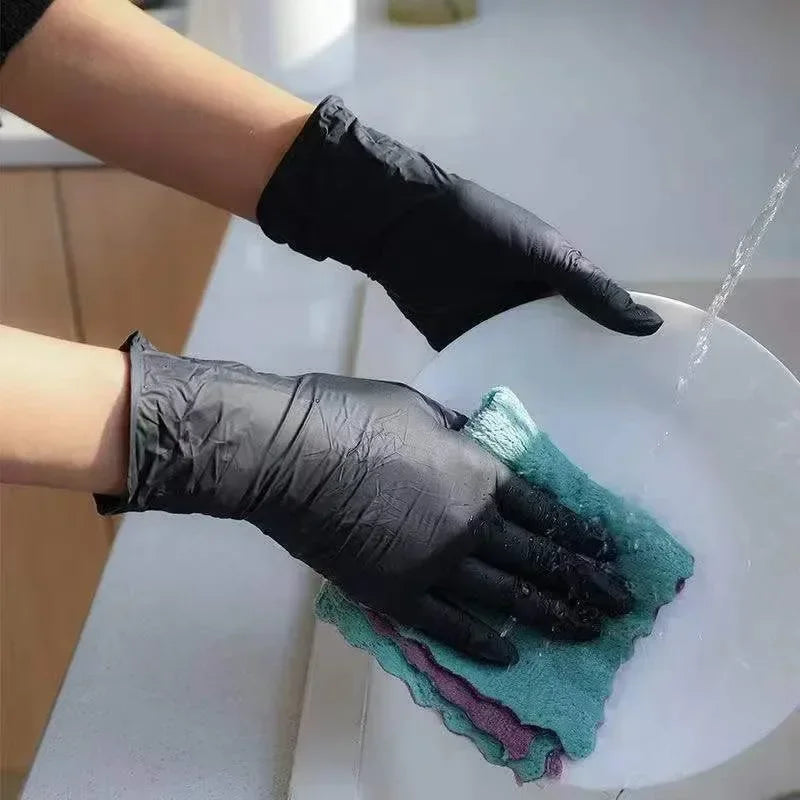 Disposable Black Nitrile Gloves 100 Pack