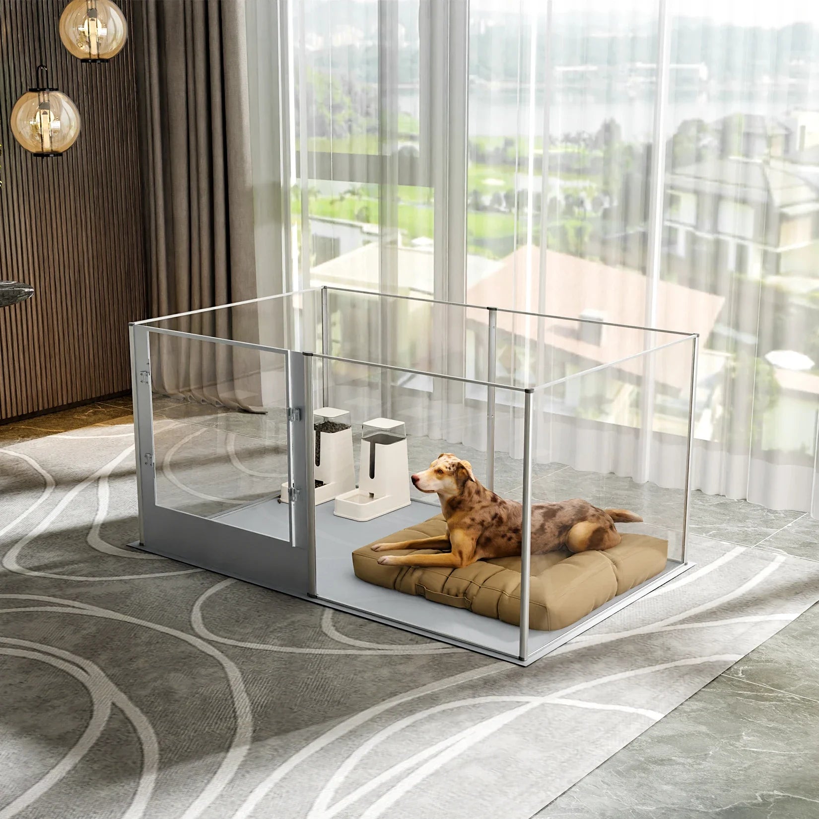 6 Panel Dog Playpen with Waterproof Mat
