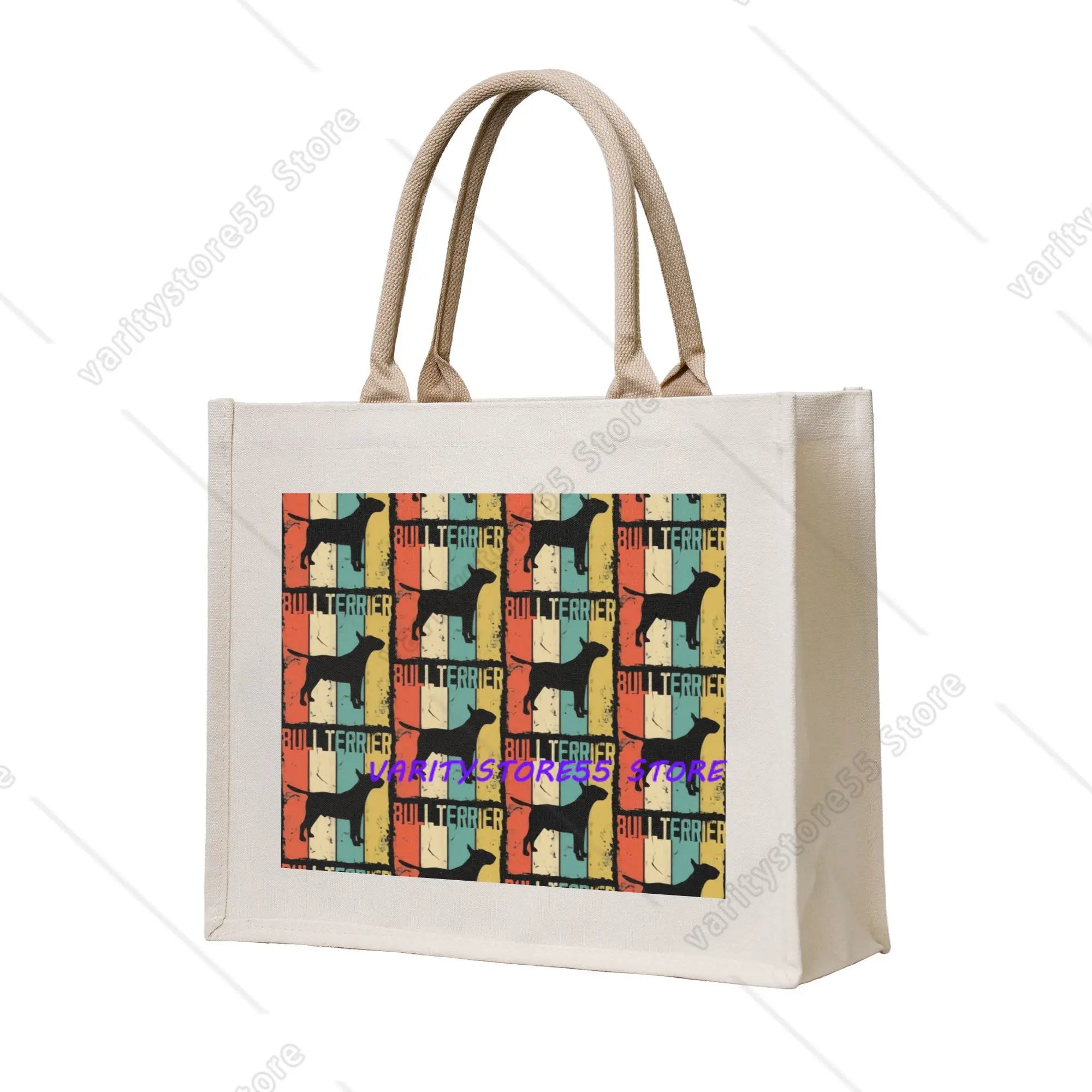 Custom Staffy Dog Canvas Shopping Bag