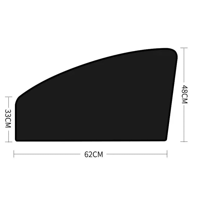 Rear window panel shown flat with its dimensions
