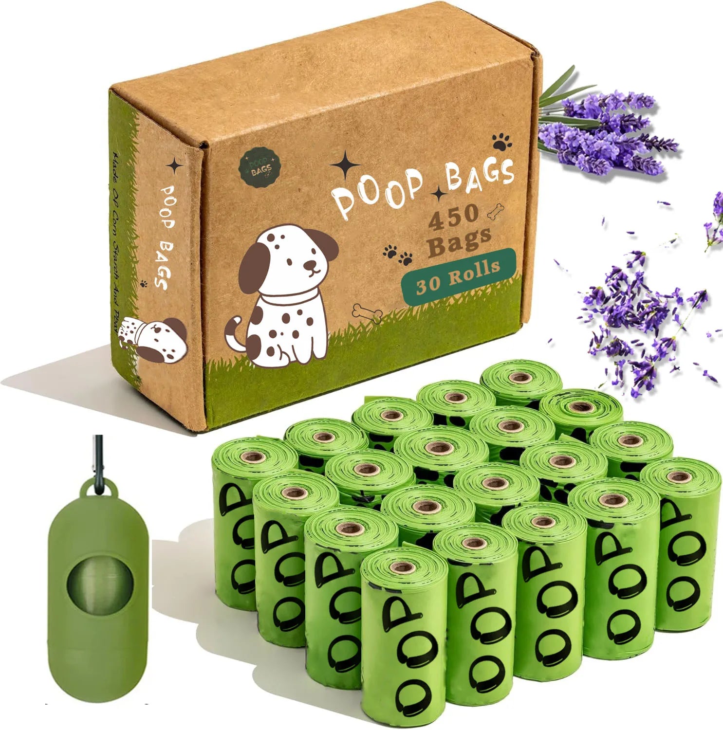 Lavender Scented Dog Poop Bags with Holder