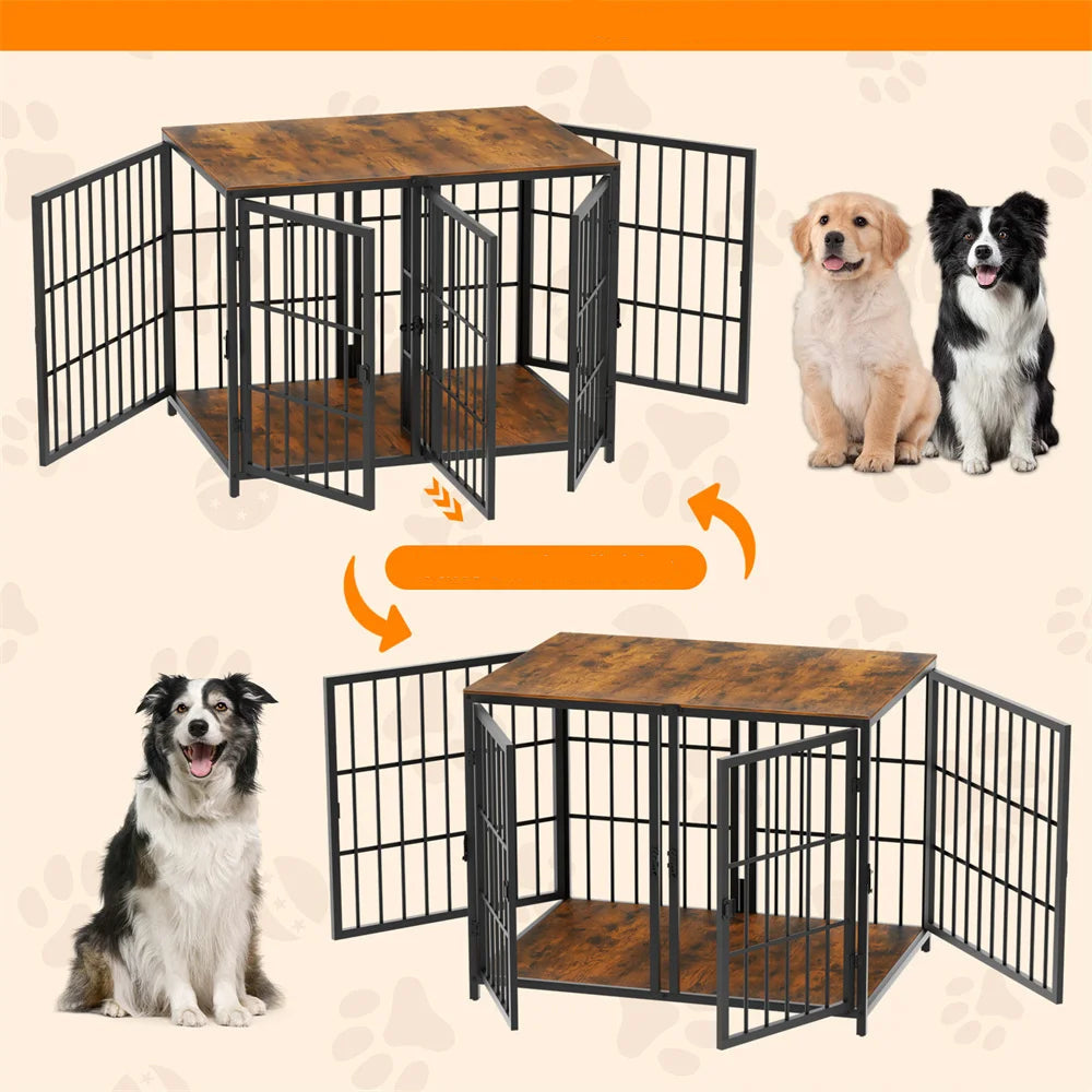Heavy Duty Dog Crate with Divider and Four Doors