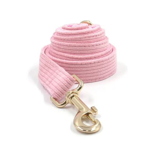 Luxury Corduroy Dog Leash with Gold Metal Hook: Pastel Pink - RPBA Shop