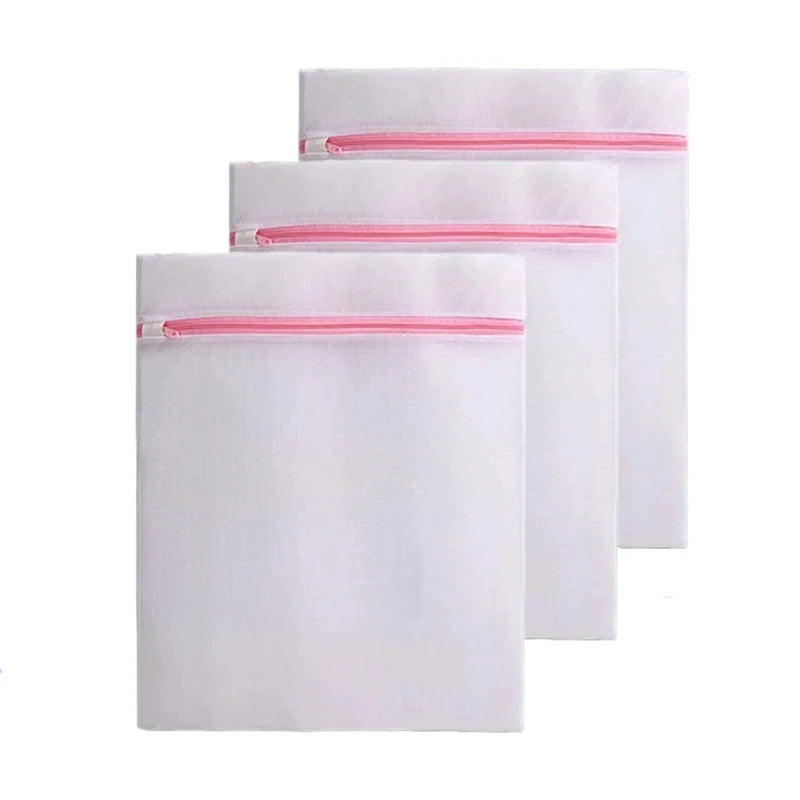 Fine Mesh Pink Zipper Storage Pouch