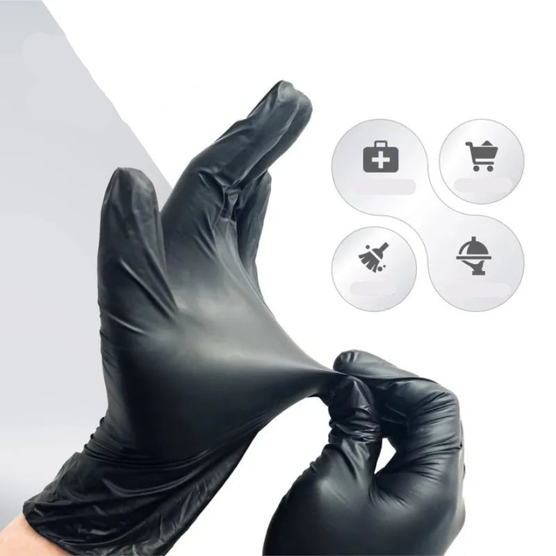 Disposable Black Latex Rubber Gloves