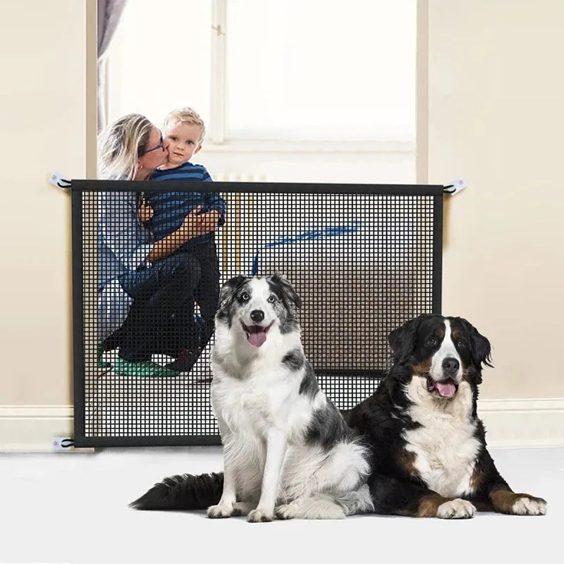 Folding Mesh Dog Safety Gate with Hooks