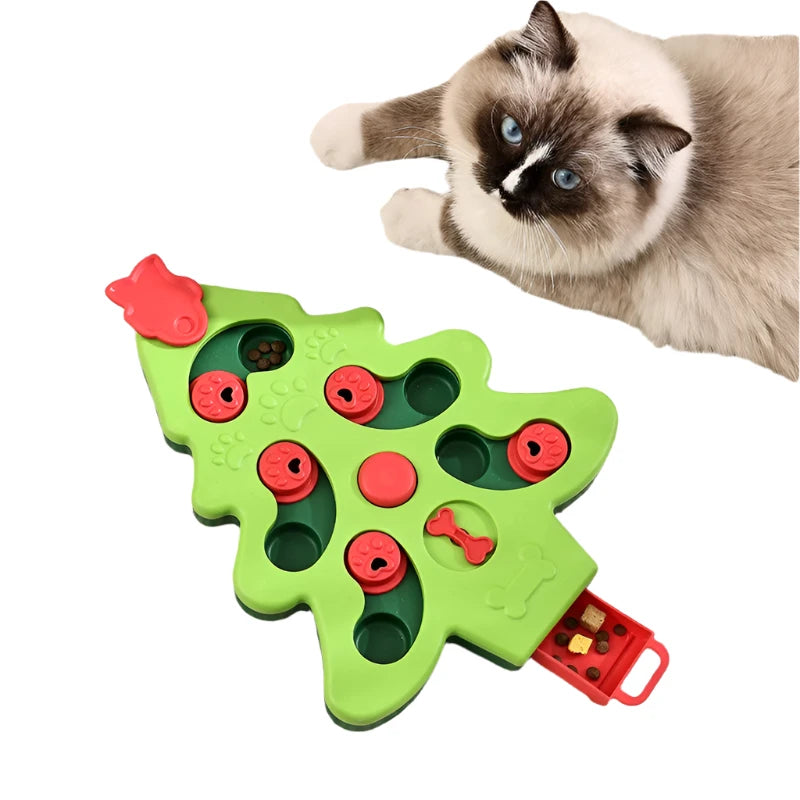 Christmas Tree Dog Puzzle Bowl - Fun Slow Feeder Toy