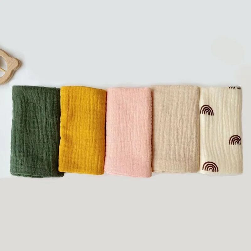 Soft Cotton Face Bath Handkerchief Towel Set photographed up close