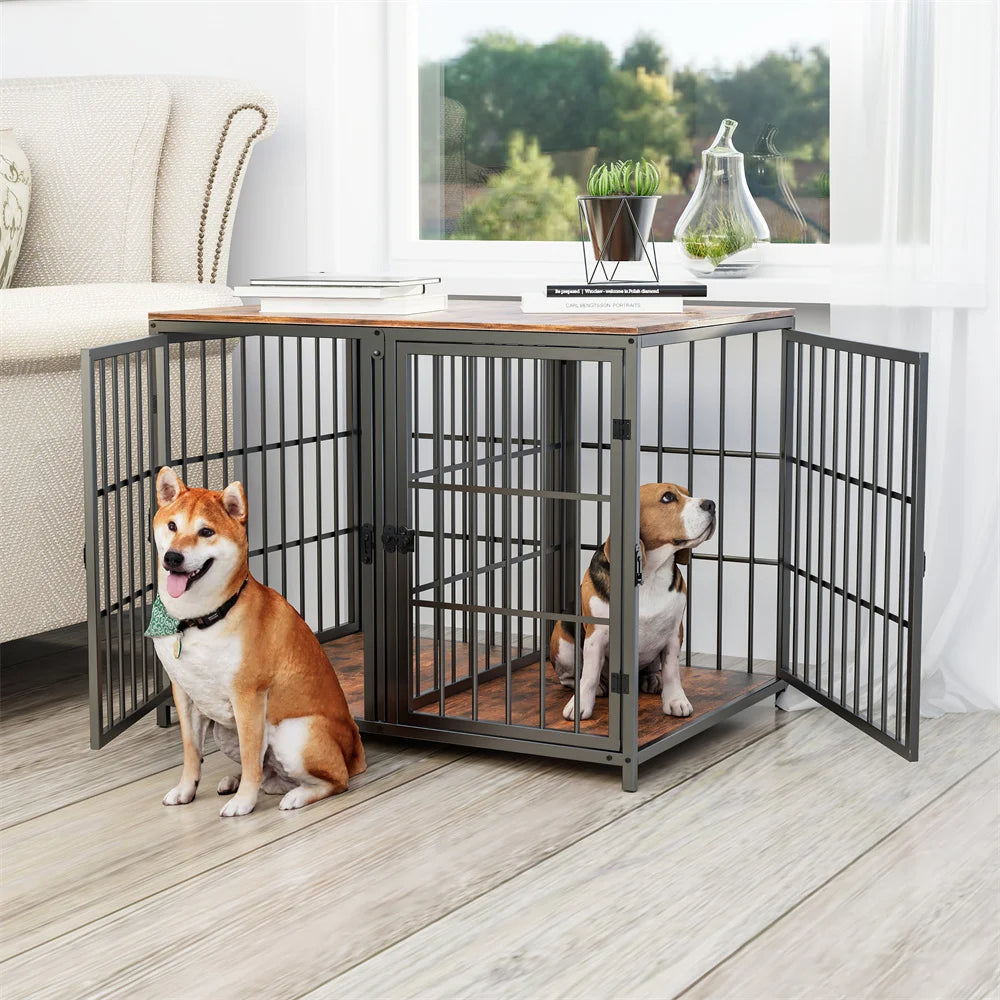 Heavy Duty Dog Crate with Divider and Four Doors