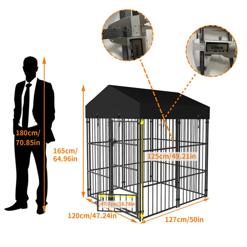 Heavy Duty Dog Kennel with Roof and Playpen