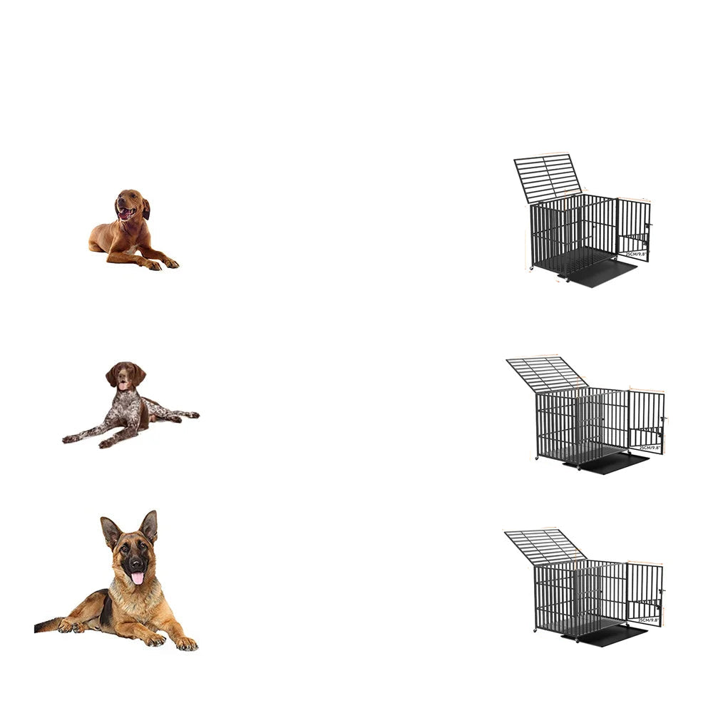 XXL Heavy Duty Dog Crate with Wheels and Tray