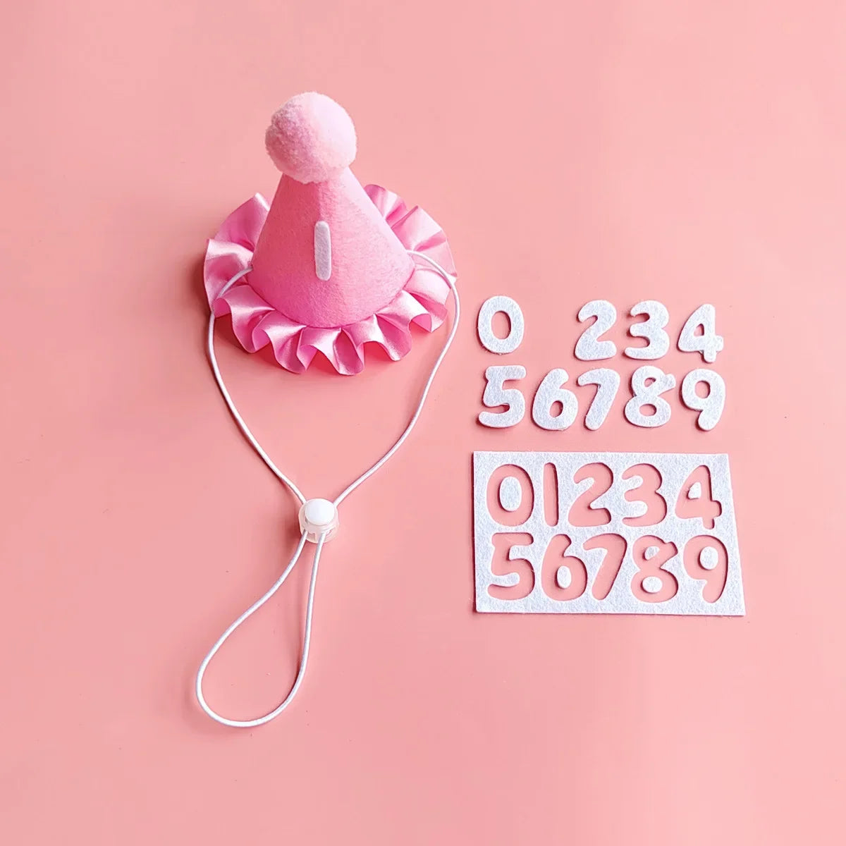 Doggy Birthday Outfit Set Pink party hat
