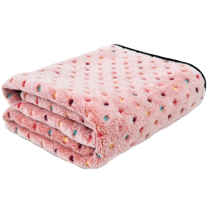 Soft Fluffy Pet Blanket with Dot Patterns