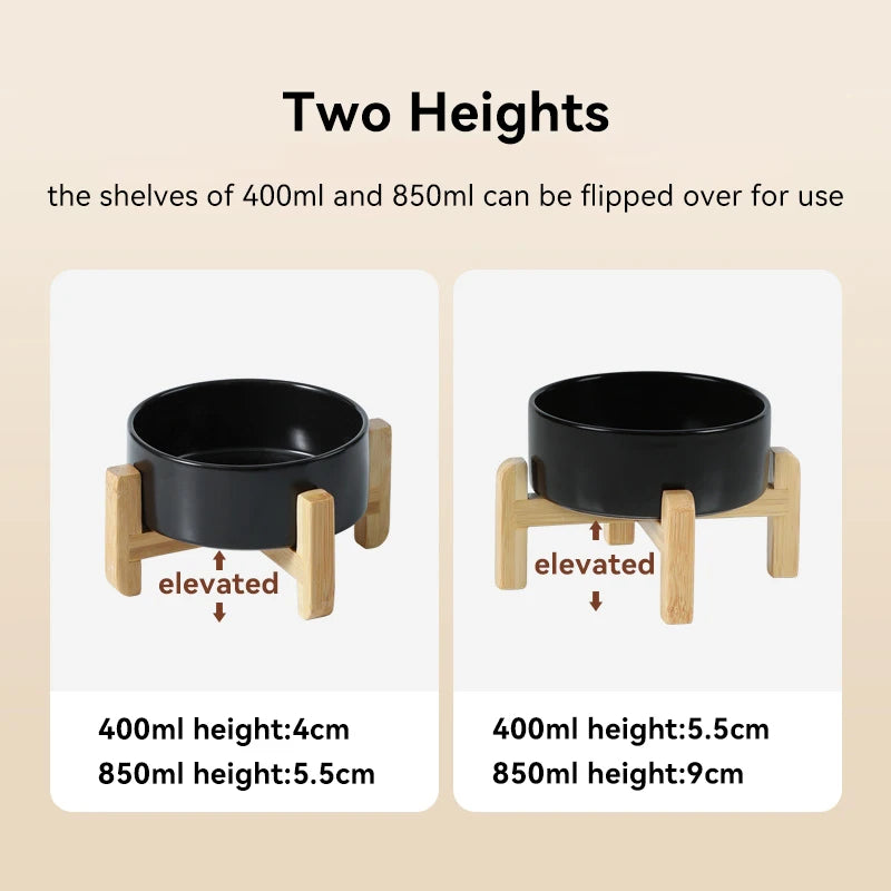 Double Ceramic Pet Bowl with Stand