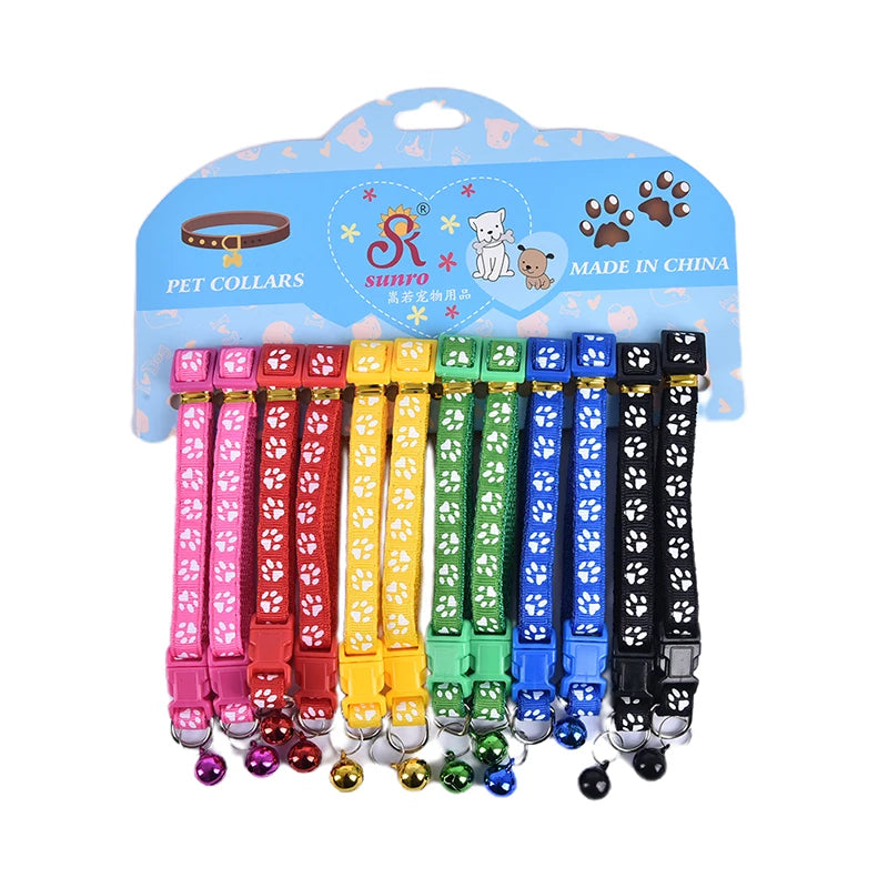 12 Multi-Coloured Collars for Puppies and Kittens