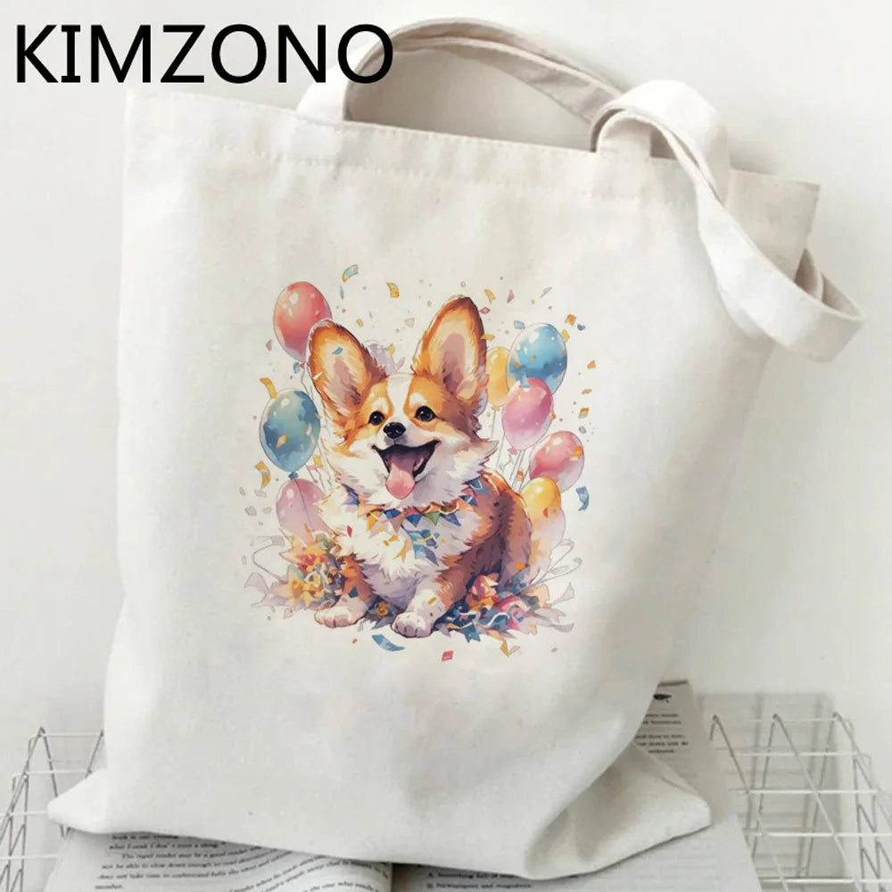 Corgi Canvas Shopping Bag