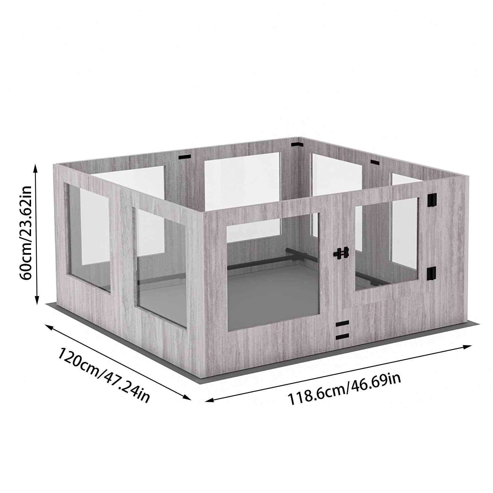 Tempered Glass Dog Playpen with Waterproof Pad