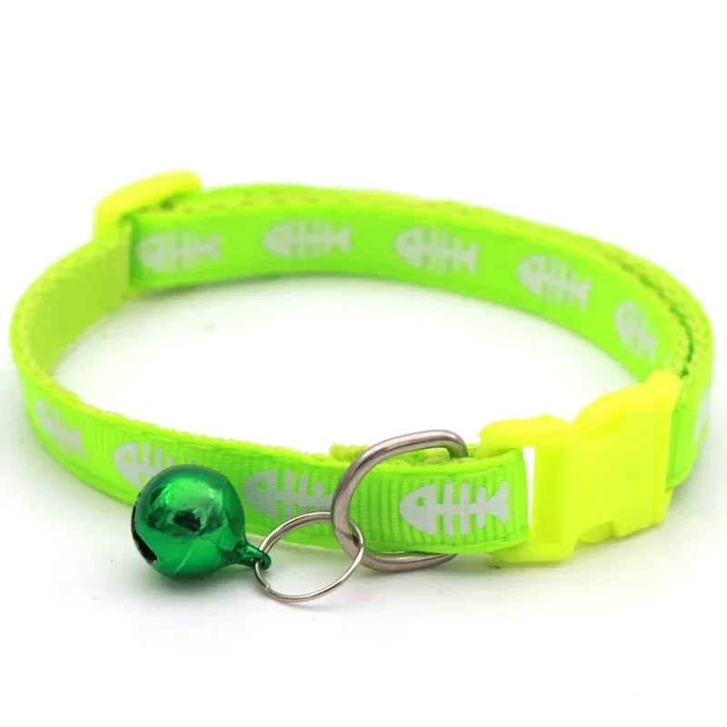 Cartoon Fish Bone Pet Collar with Bell
