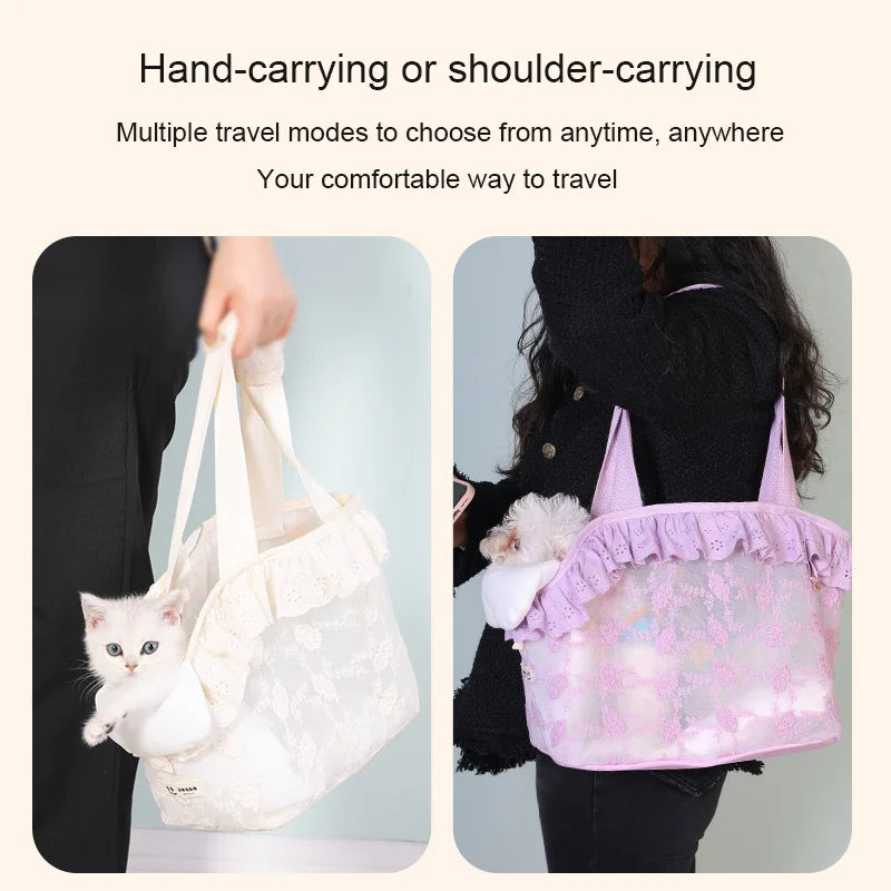 Lace Handheld Cat and Dog Travel Bag