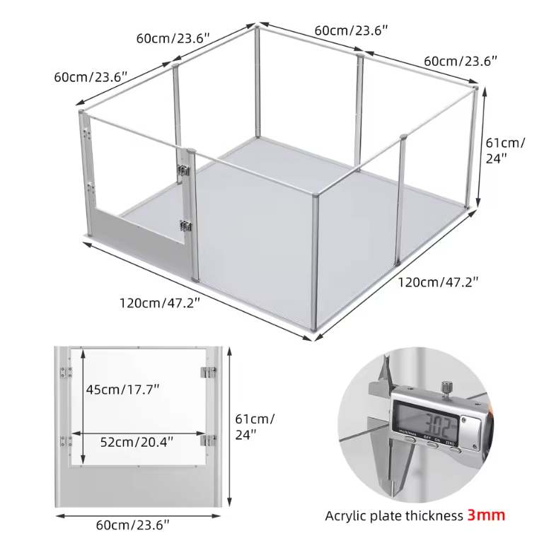 8-Panel Acrylic Dog Playpen with Waterproof Mat – Heavy Duty Indoor Kennel