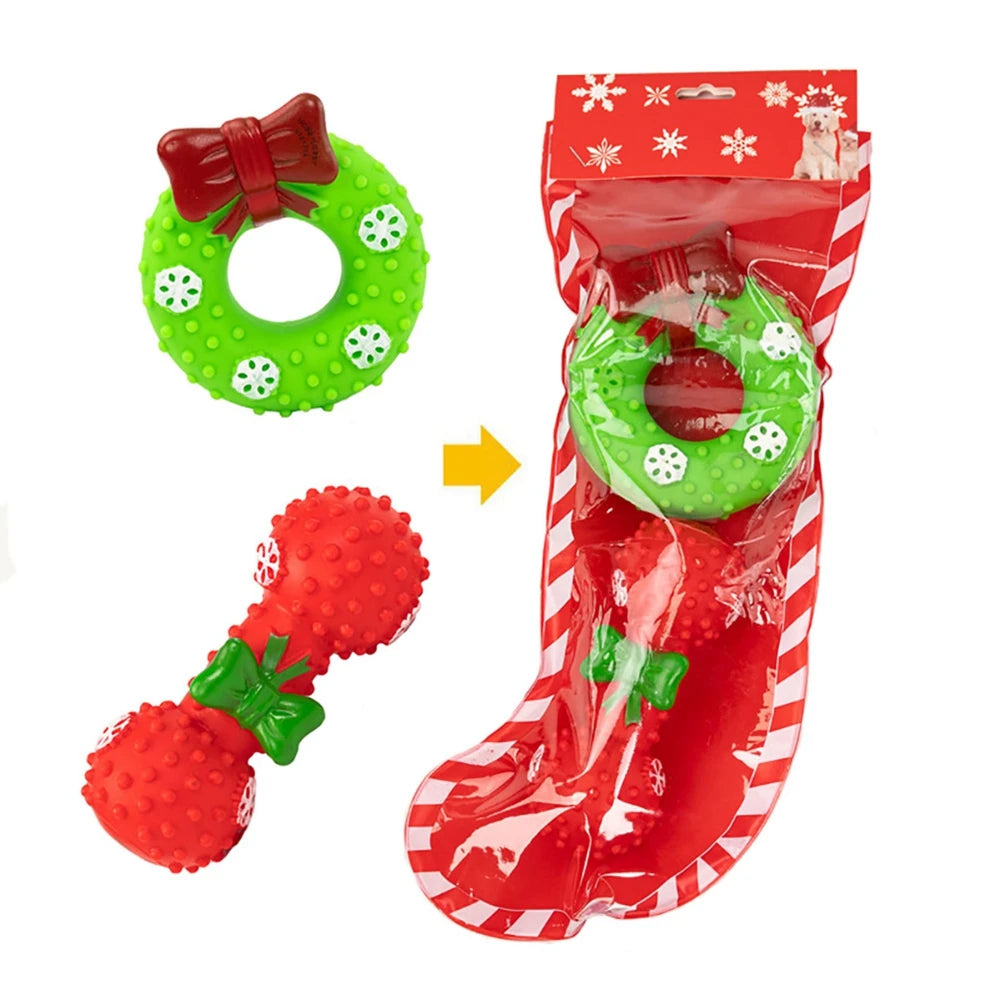 Christmas Stocking Dog Toys Set Gift